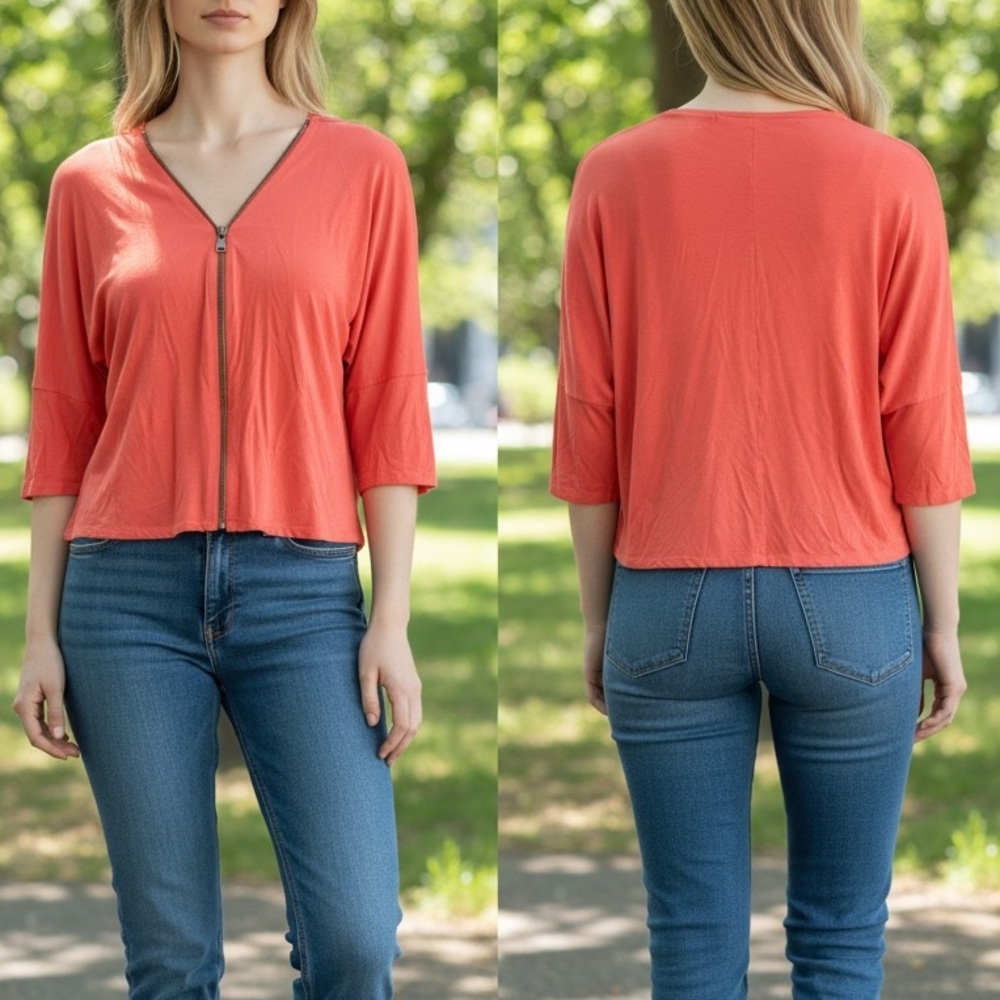 VENUS Coral Zip-Up Women's Top LARGE